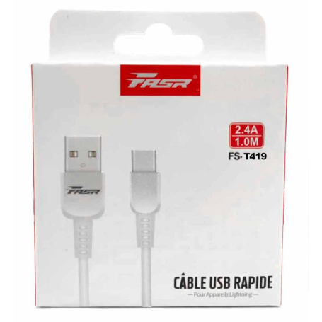 Câble USB / Type-C 2.4A FASR FS-T419 - 1M - Blanc