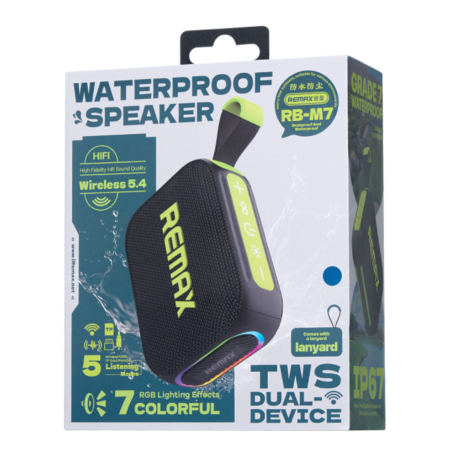 REMAX RB-M7 2000mAh Waterproof Wireless Portable Speaker - 10W - IP67 - Black