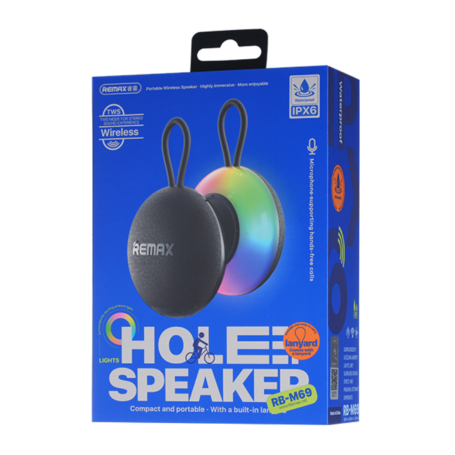 REMAX RB-M69 1000mAh Portable Wireless Speaker - with Lights - IPX6 Waterproof - Blue