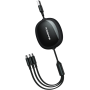 XSSIVE Retractable 3-in-1 Fast Charging and Data Transfer Cable XSS-3IN1DESK2B - Black