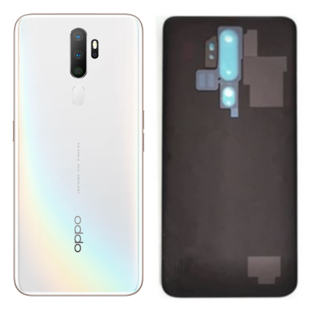 Vitre Arrière Oppo A5 2020 Blanc sans Contour lentille (Original Démonté) - Grade AB