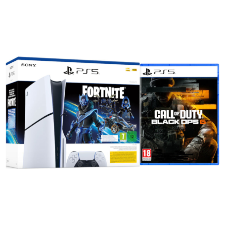 Sony PlayStation 5 Console - PS5 Slim Digital Edition White - 1TB - Cobalt Star Fortnite Bundle + Call Of Duty Black OPS6