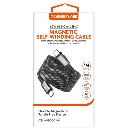 XSSIVE XSS-MGC-CC1M Braided Magnetic USB-C / USB-C Cable - 1M