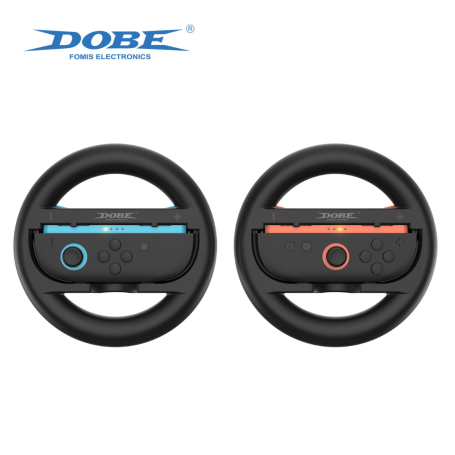 Volant de course Contrôleur Gauche et Droit Joy-Con Volant de direction Grip Holder pour Switch 2 Dobe TNS-3196 - Bleu/Orange