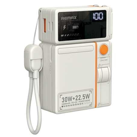 Power bank + Cordon de câble de charge + Prise de charge + Chargement sans fil Remax 10000mAh 30W CP-18 - Beige