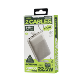 Power Bank 22,5 W 20,000 mAh FC-06 REMAX Argent avec Câbles de Charge Rapide - Autonomie et Efficacité Maximales