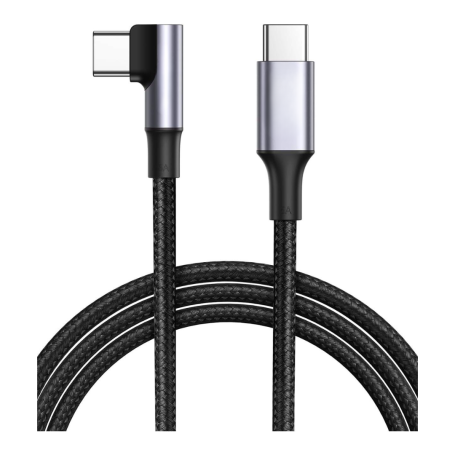 USB-C / USB-C Cable 90 Degree Angled Nylon Braided - 1M Black
