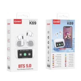 Casques, Écouteurs - Écouteurs sans fil avec écran LCD - D-power K69, prix de gros.