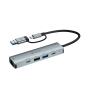 DEVIA- Pro2 5-in-1 Type-C+USB HUB RJ45+USB2.0+USB3.0+TYPE-C+TYPE-C(power supply)