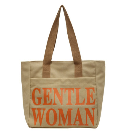 Canvas shoulder bag 33*41*12cm - Khaki Orange