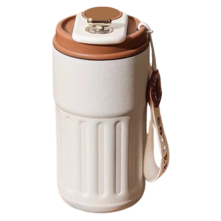 450ML Insulated Stainless Steel Water Bottle - White Coffee