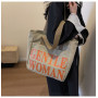 Canvas shoulder bag 33*41*12cm - Khaki Orange