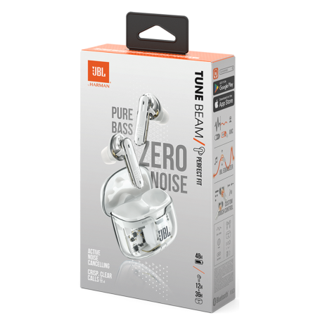 Écouteurs sans fil JBL Tune Beam Ghost Edition - JBLTBEAMGWHTAS - Blanc