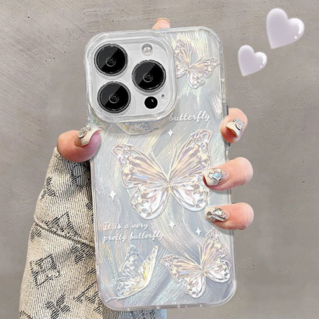 Silver Butterfly PC Protective Case for iPhone