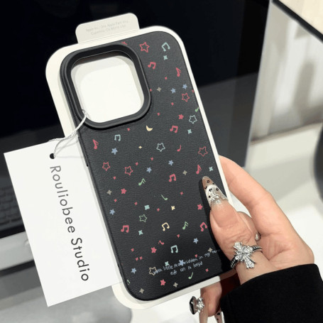 Coque de protection colle molle Symboles musicaux pour iPhone - Noir
