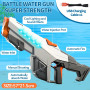 Pistolet à Eau Électrique Puissant 1000ml – Avec Effets de Lumière + Sac Étanche + Lunettes de Protection - Gris Blanc