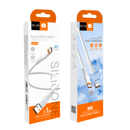 Câble en Silicone USB/USB-C 1M Blanc - WUW X224
