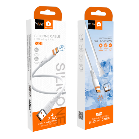 USB/Lightning Silicone Cable 1M White - WUW X224