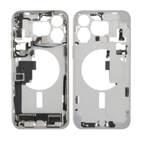 Original Grade A Empty Frame without Rear Glass for iPhone 15 Pro White - High-Quality Disassembled Replacement