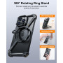 iPhone Protection Case without Borders with Rotating Support, MagSafe Magnetic and Shockproof Metal Frame