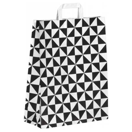 Sac kraft noir et blanc avec poignées torsadées 32×12×40 cm – Lot de 250