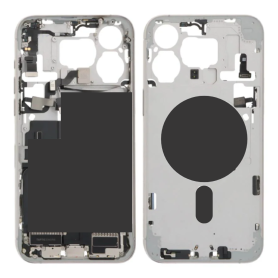 Châssis iPhone 15 Pro Titane Bleu Sans Vitre Arrière avec Batterie Originale Grade AB - Pièces Détachées de Qualité