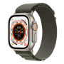 Apple Watch Ultra Cellulaire 49mm Titane Naturel - Bracelet Vert S - Grade A avec Boîte & Accessoires | Offrez-vous la Perfectio