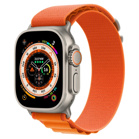 Apple Watch Ultra Cellulaire 49mm Titane Naturel - Alpine Loop Orange S Grade A avec Boîte et Accessoires