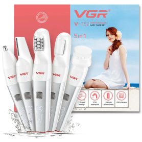 5 in 1 Waterproof Hair Trimmer Kit for Women VGR V752 White | Professional Grooming Essentials