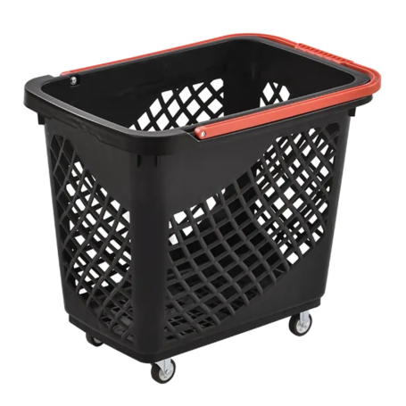 Durable Rolling Basket with Red Handle 93x42x62 cm - Convenient Shopping and Storage Solution