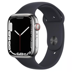 Apple Watch Series 7 Cellulaire 45mm Argent Acier Inoxydable - Grade A, Bracelet, Boîte et Chargeur Inclus | Achetez Maintenant
