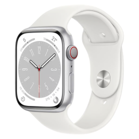 Montre Connectée Apple Watch Series 8 Cellulaire 45mm Blanc Acier inoxydable - Grade A, Boîte & Chargeur Inclus