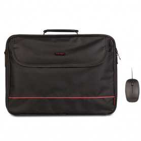 Ensemble Sac pour Ordinateur Portable et Souris Sans Fil Fog Black 15.6" - NGS MASTERKITBLACK, Élégance et Fonctionnalité Noires