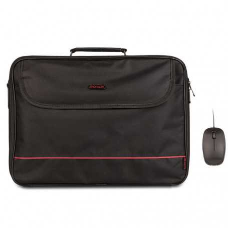 Ensemble Sac pour Ordinateur Portable et Souris Sans Fil Fog Black 15.6" - NGS MASTERKITBLACK, Élégance et Fonctionnalité Noires