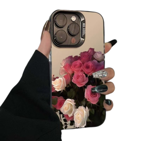PC Protective Case for iPhone Red and White Roses - Stylish & Durable Phone Cover