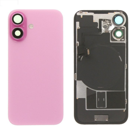Back Glass, Rear Cover - Vitre Arrière iPhone 16 Rose Avec MagSafe (Grand trou) Sans Logo, wholesale price