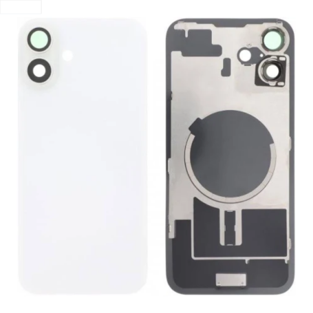 Back Glass, Rear Cover - IPhone 16 Plus Back Glass White With MagSafe (Large Hole) No Logo, wholesale price