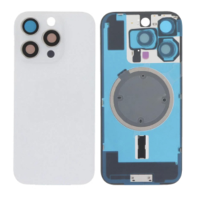 Dos, Coque, Panneau - Vitre Arrière iPhone 16 Pro Max Titane Argent Avec MagSafe (Grand trou) Sans Logo, prix de gros.