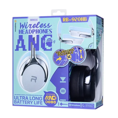 Headphones, Earphones - REMAX RB-920HB 600 mAh Wireless Headphones with Active Noise Cancellation (ANC) - 60H Battery Life - Bla