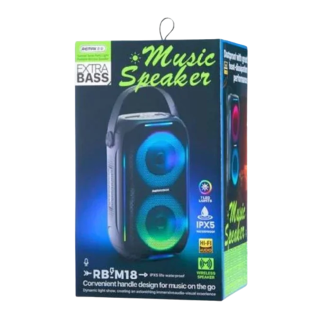 Speaker, Audio Device - REMAX Yunmer Series RB-M18 Portable Wireless Speaker - IPX5 - Black, wholesale price