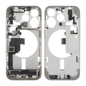 Coque, Cadre iPhone - Châssis iPhone 15 Pro sans Vitre Arrière sans Batterie Titane Naturel (Original Demonté) Grade A, prix de 