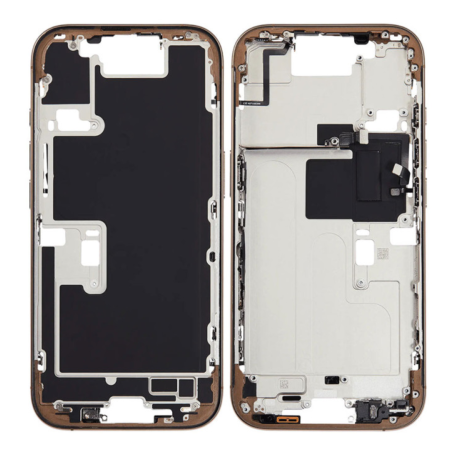 Replacement Frame - iPhone 16 Plus Rear Chassis without Rear Glass without Battery Titanium Sand eSIM US (Original Disassembled)