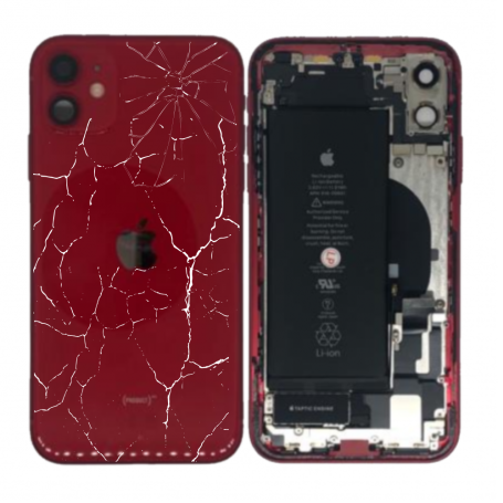 Replacement Parts - iPhone 11 Red Complete Chassis - Charging Connector + Battery (Original Disassembled) - Broken, wholesale pr