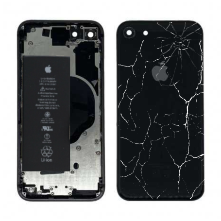 Back Cover, Rear Housing - iPhone 8 Black Complete Chassis - without Charging Connector + Battery (Original Disassembled) - Brok