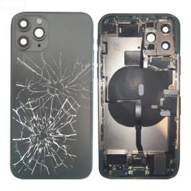Back Glass, Rear Cover - Back Cover Housing iPhone 11 Pro Green - Charging Connector Battery (Original Disassembled) - Broken, w
