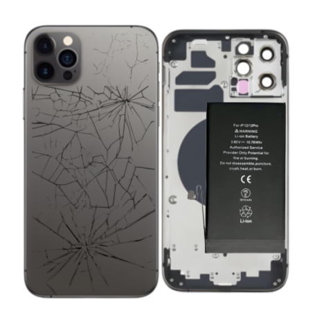 Housing, Frame - iPhone 12 Pro Black Complete Chassis - without Charging Connector + Battery (Original Disassembled) - Broken, w