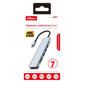 Connector, Hub - 7-in-1 Multifunction Adapter HDTV / SD / TF / USB-C / USB - FASR AD1, wholesale price