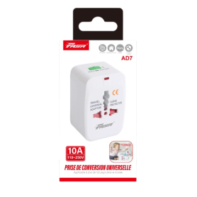 Connecteur, Chargeur, Convertisseur - Adaptateur Voyage Secteur Universel avec Verrouillage Prise UK / AU / US / EU 10A - FASR A