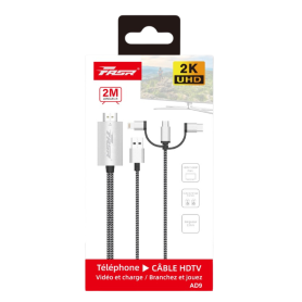 Connecteur, Adaptateur - Câble Type-C / Lightning / Micro-USB Combo vers TV HDMI FASR AD9 - 2M, prix de gros.