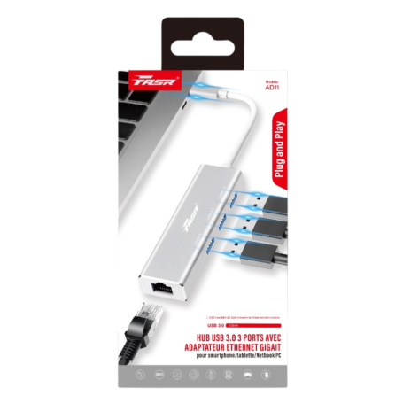 Concentrateur, Hub - Adaptateur en 4 Ports Type-C vers USB3.0 / Ethernet Gigabit - FASR AD11, prix de gros.